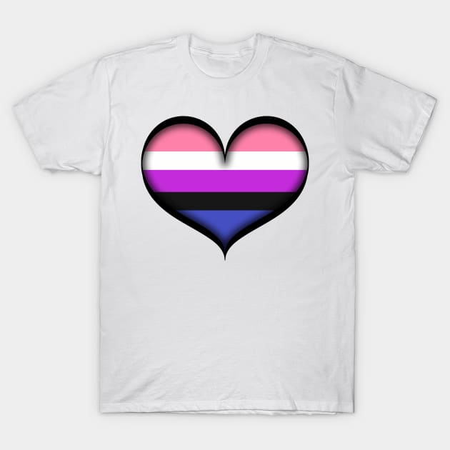 Large Vector Heart in Gender Fluid Pride Flag Colors T-Shirt by LiveLoudGraphics